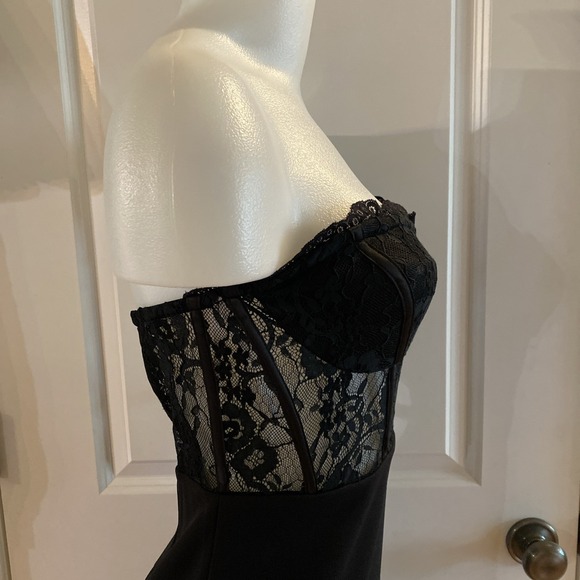Lulus Sultry Persona Black Lace Strapless Bustier Mermaid Midi‎ Dress Size Large - Picture 9 of 16